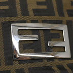 FENDI Zucca Canvas Hand Bag Brown Blackyk11574