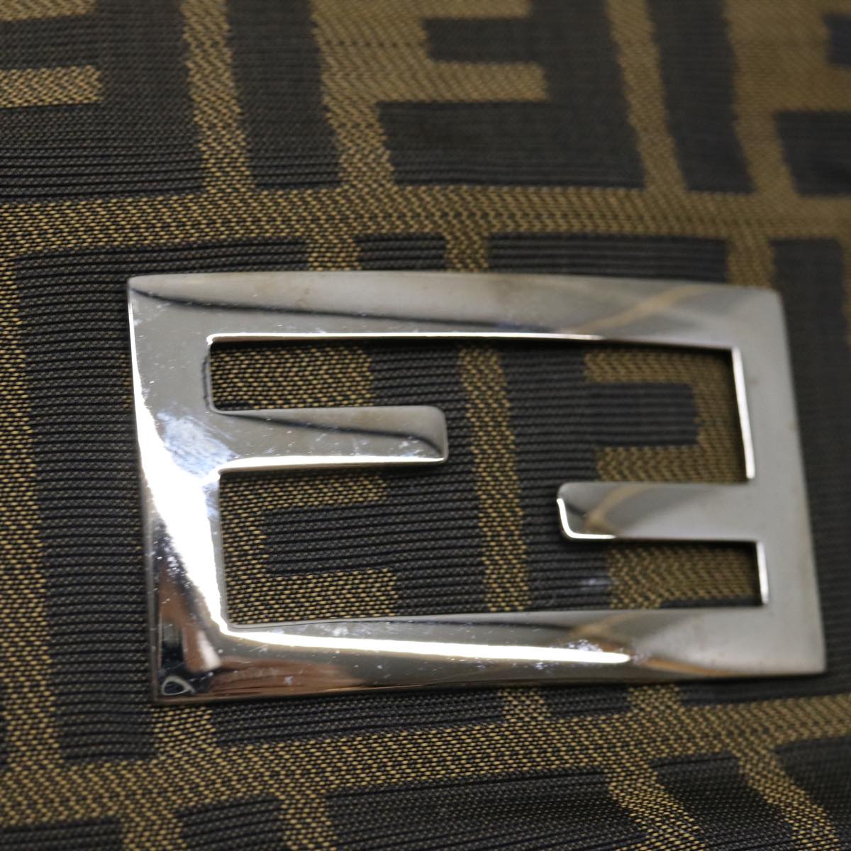 FENDI Zucca Canvas Hand Bag Brown Blackyk11574