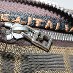 FENDI Zucca Canvas Hand Bag Brown Blackyk11574