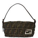 FENDI Zucca Canvas Hand Bag Brown Blackyk11574