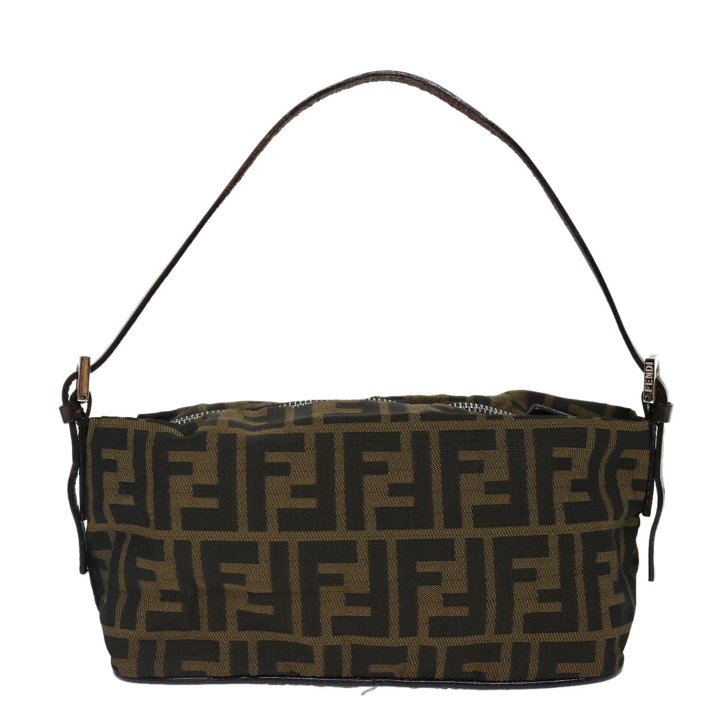 FENDI Zucca Canvas Hand Bag Brown Blackyk11574