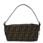 FENDI Zucca Canvas Hand Bag Brown Blackyk11574