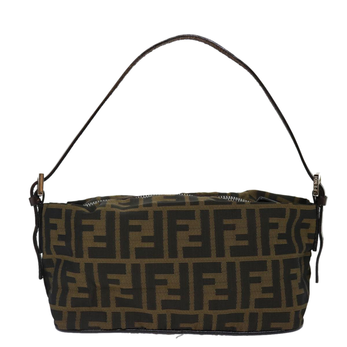 FENDI Zucca Canvas Hand Bag Brown Blackyk11574