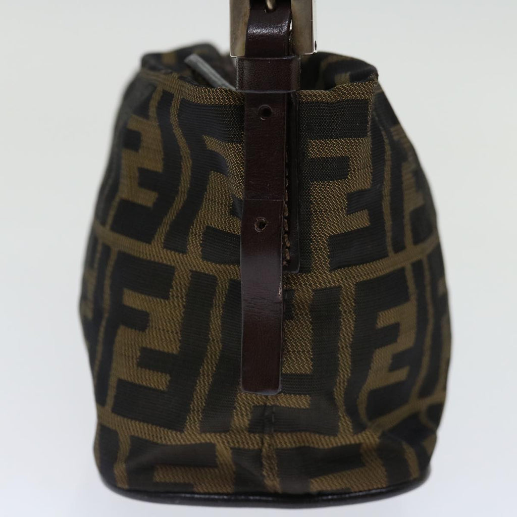 FENDI Zucca Canvas Hand Bag Brown Blackyk11574