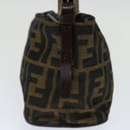 FENDI Zucca Canvas Hand Bag Brown Blackyk11574