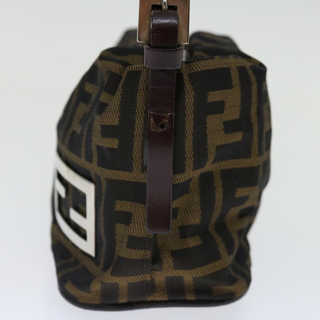 FENDI Zucca Canvas Hand Bag Brown Blackyk11574