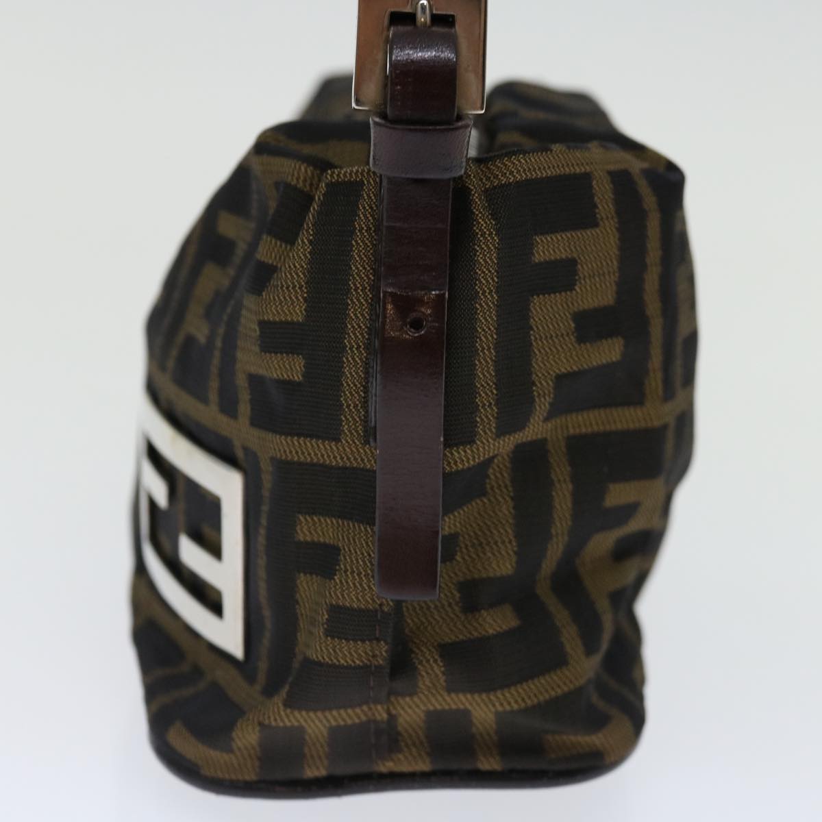 FENDI Zucca Canvas Hand Bag Brown Blackyk11574