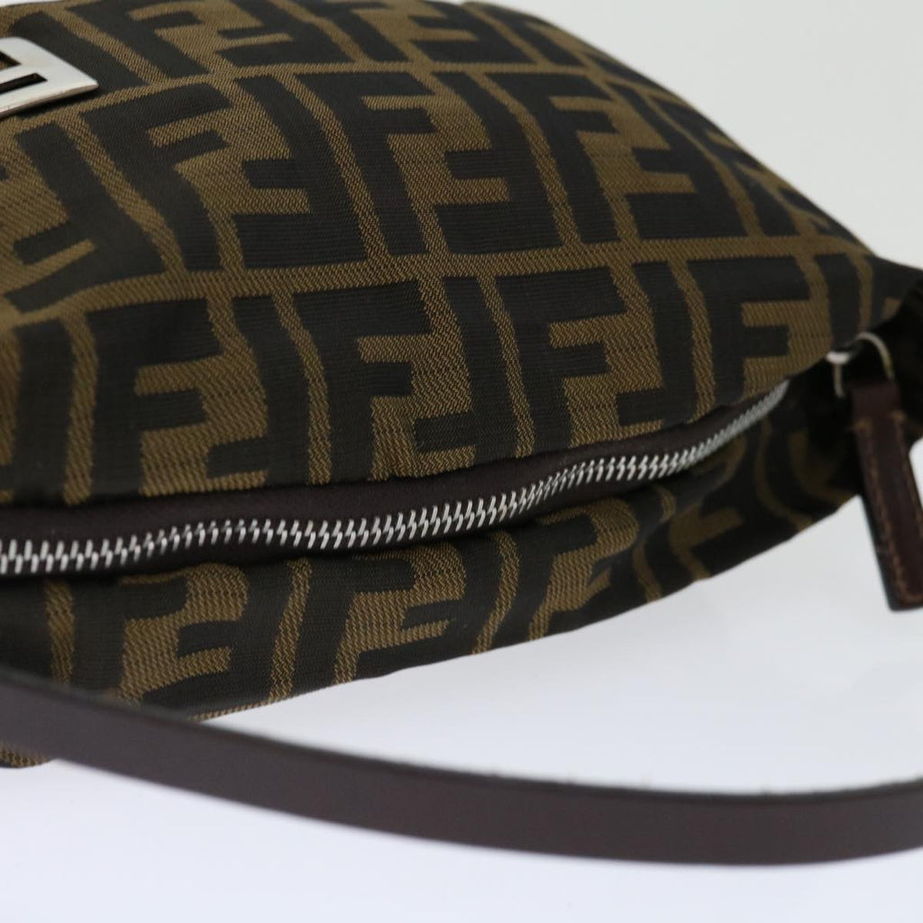 FENDI Zucca Canvas Hand Bag Brown Blackyk11574