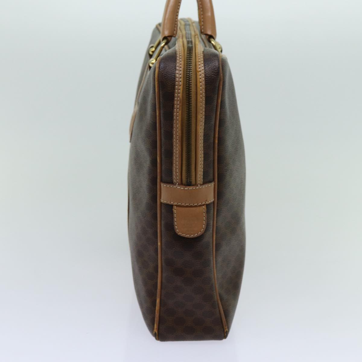 CELINE Macadam Canvas Hand Bag PVC Brown Auth yk11600