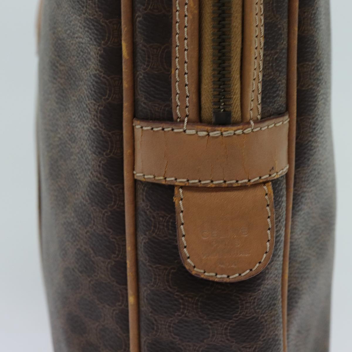 CELINE Macadam Canvas Hand Bag PVC Brown Auth yk11600