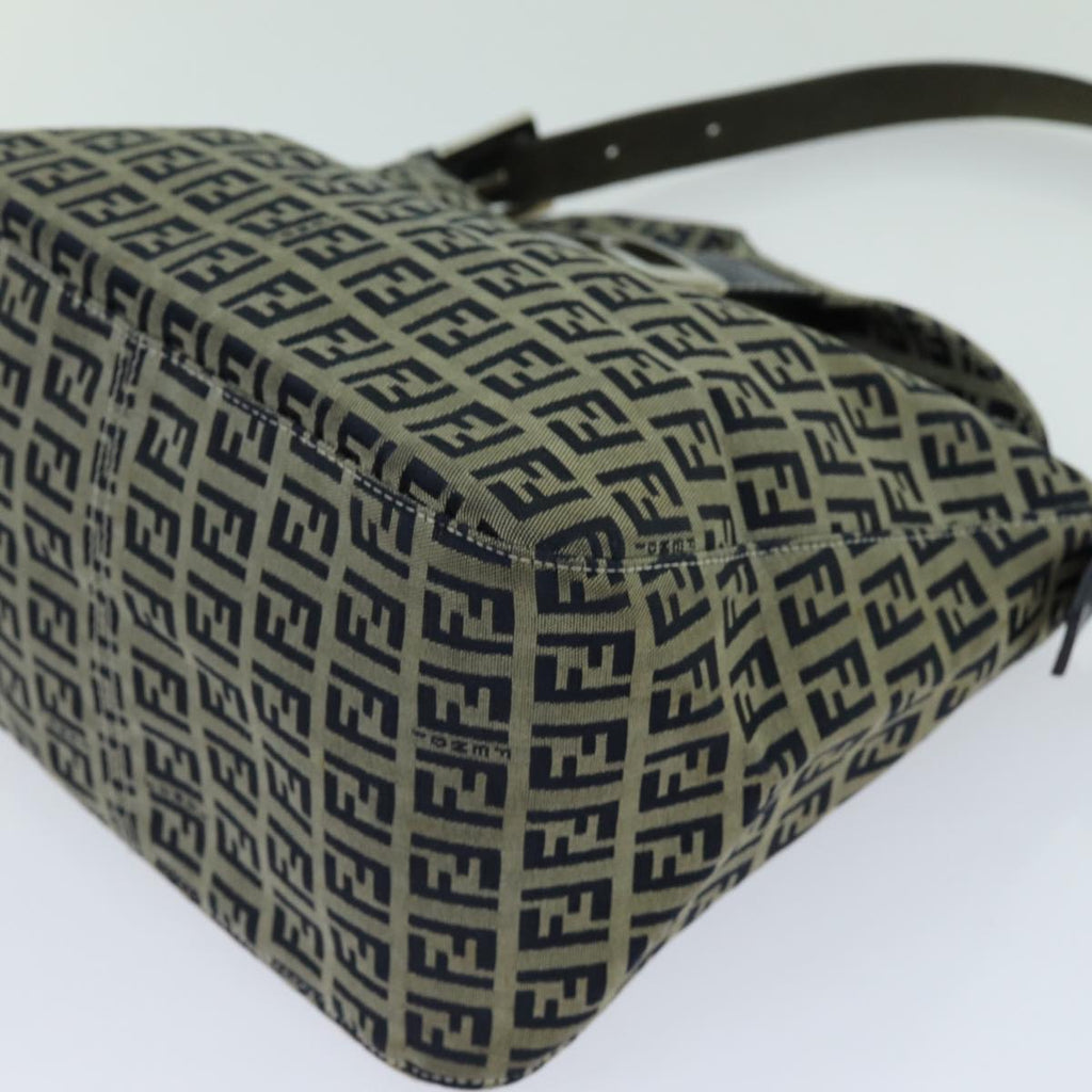 FENDI Zucchino Canvas Mamma Baguette Shoulder Bag Navyyk11630