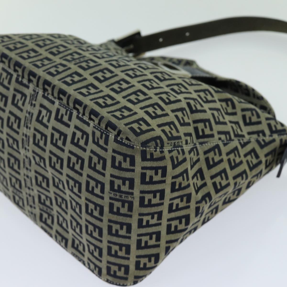FENDI Zucchino Canvas Mamma Baguette Shoulder Bag Navyyk11630