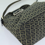 FENDI Zucchino Canvas Mamma Baguette Shoulder Bag Navyyk11630