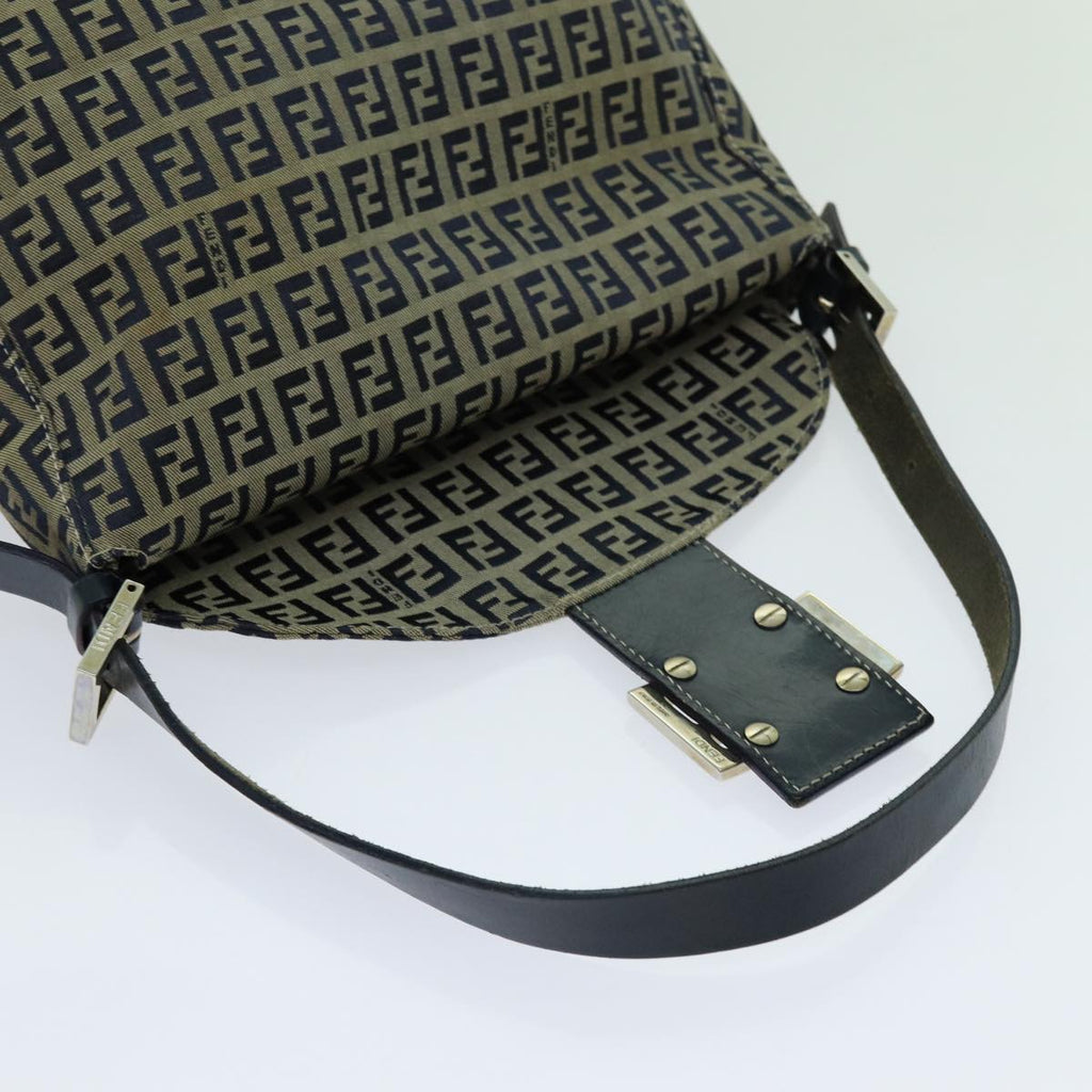 FENDI Zucchino Canvas Mamma Baguette Shoulder Bag Navyyk11630