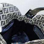 FENDI Zucchino Canvas Mamma Baguette Shoulder Bag Navyyk11630