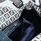 FENDI Zucchino Canvas Mamma Baguette Shoulder Bag Navyyk11630