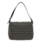 FENDI Zucchino Canvas Mamma Baguette Shoulder Bag Navyyk11630