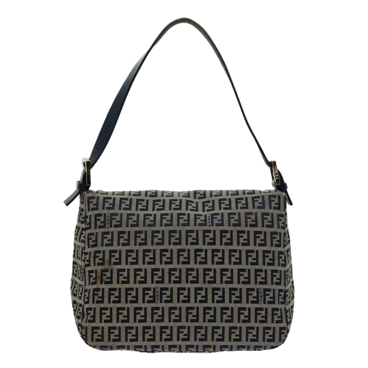 FENDI Zucchino Canvas Mamma Baguette Shoulder Bag Navyyk11630