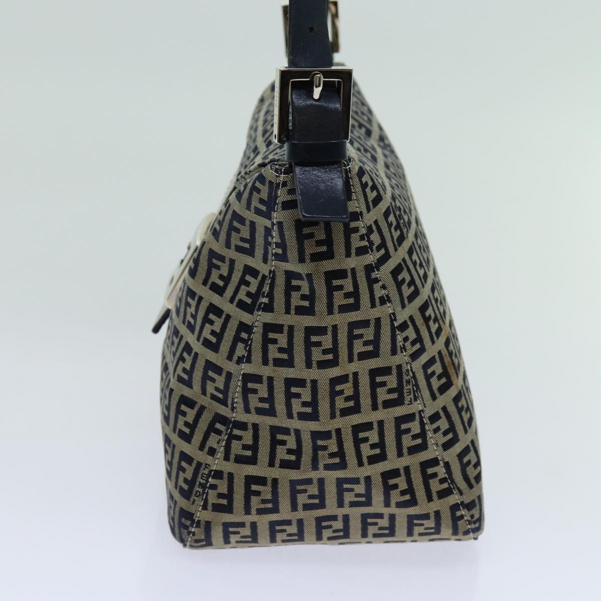 FENDI Zucchino Canvas Mamma Baguette Shoulder Bag Navyyk11630