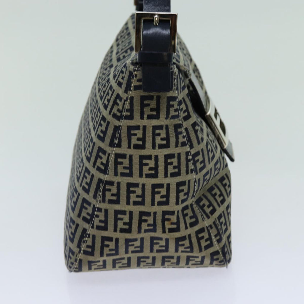 FENDI Zucchino Canvas Mamma Baguette Shoulder Bag Navyyk11630