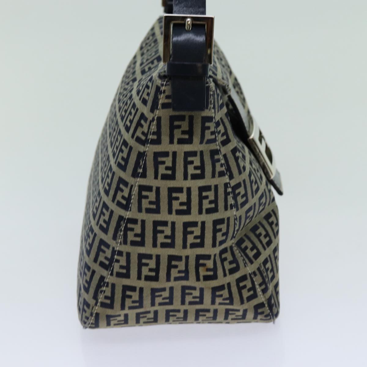 FENDI Zucchino Canvas Mamma Baguette Shoulder Bag Navyyk11630