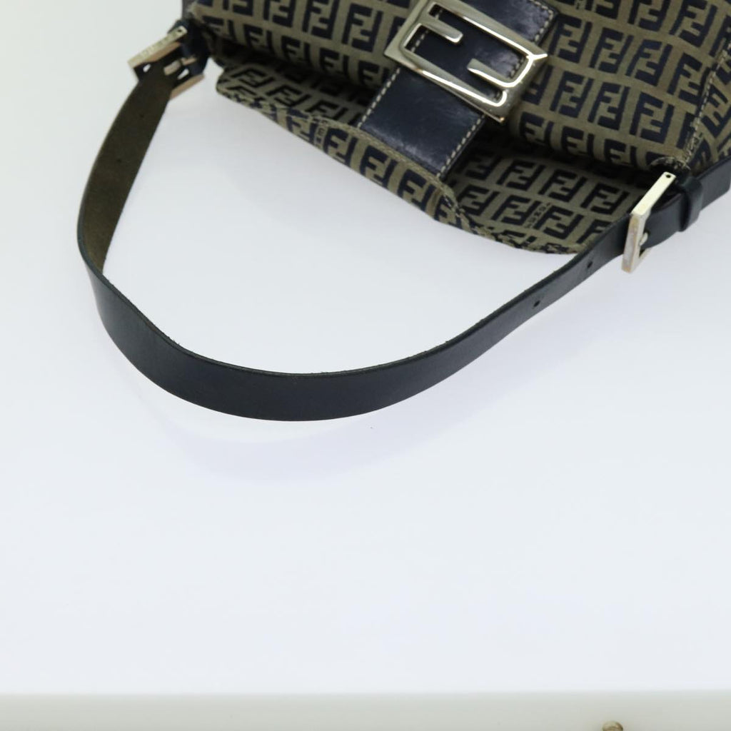 FENDI Zucchino Canvas Mamma Baguette Shoulder Bag Navyyk11630