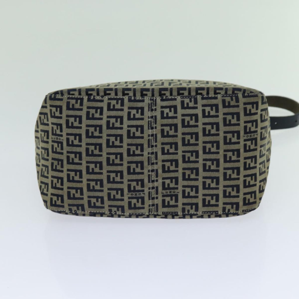 FENDI Zucchino Canvas Mamma Baguette Shoulder Bag Navyyk11630