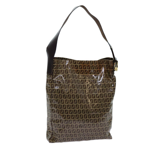 FENDI Zucchino Canvas Shoulder Bag Beigeyk11646