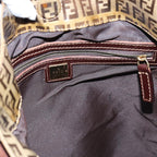 FENDI Zucchino Canvas Shoulder Bag Beigeyk11646