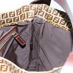 FENDI Zucchino Canvas Shoulder Bag Beigeyk11646
