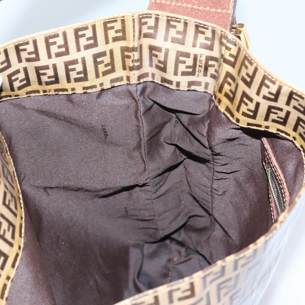 FENDI Zucchino Canvas Shoulder Bag Beigeyk11646