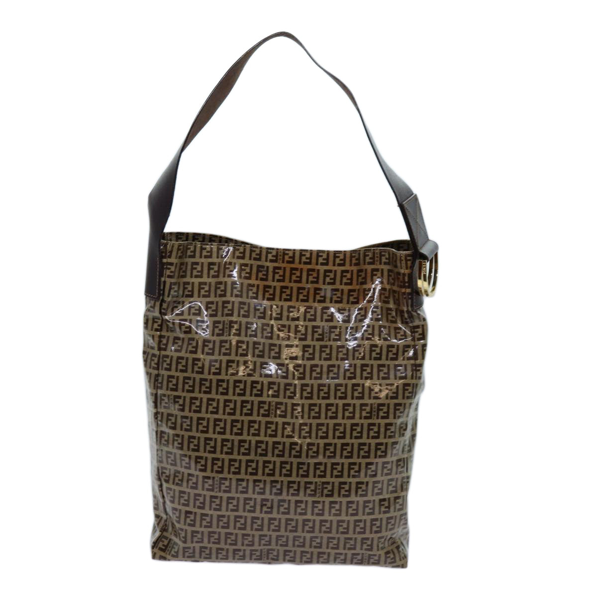 FENDI Zucchino Canvas Shoulder Bag Beigeyk11646