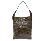 FENDI Zucchino Canvas Shoulder Bag Beigeyk11646