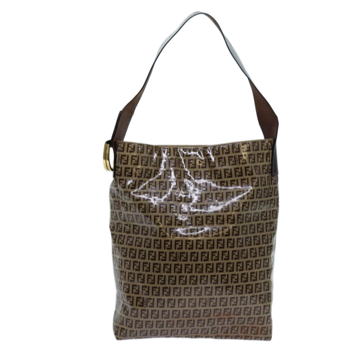 FENDI Zucchino Canvas Shoulder Bag Beigeyk11646