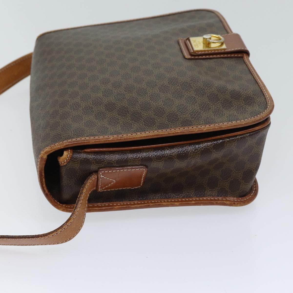 CELINE Macadam Canvas Shoulder Bag PVC Brown Auth yk11668