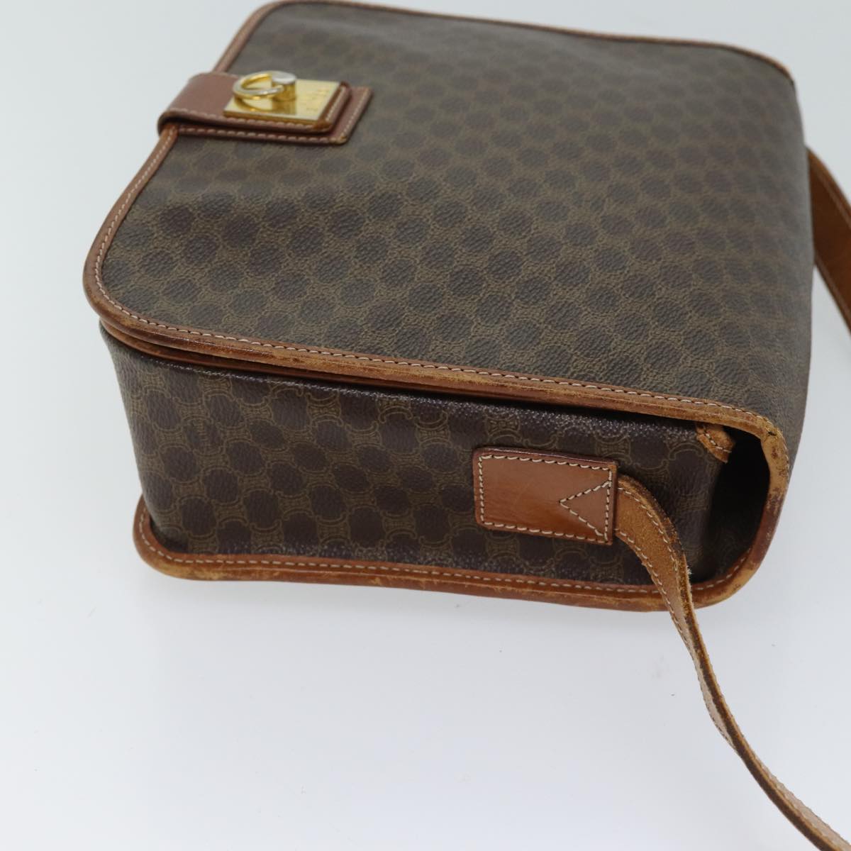 CELINE Macadam Canvas Shoulder Bag PVC Brown Auth yk11668