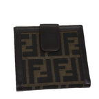 FENDI Zucca Canvas Wallet Black Brownyk11705