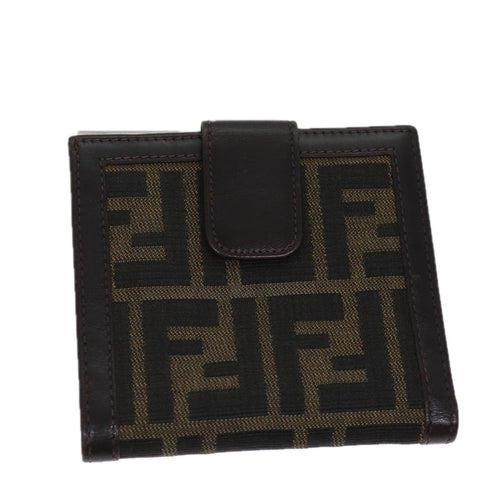 FENDI Zucca Canvas Wallet Black Brownyk11705