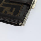 FENDI Zucca Canvas Wallet Black Brownyk11705