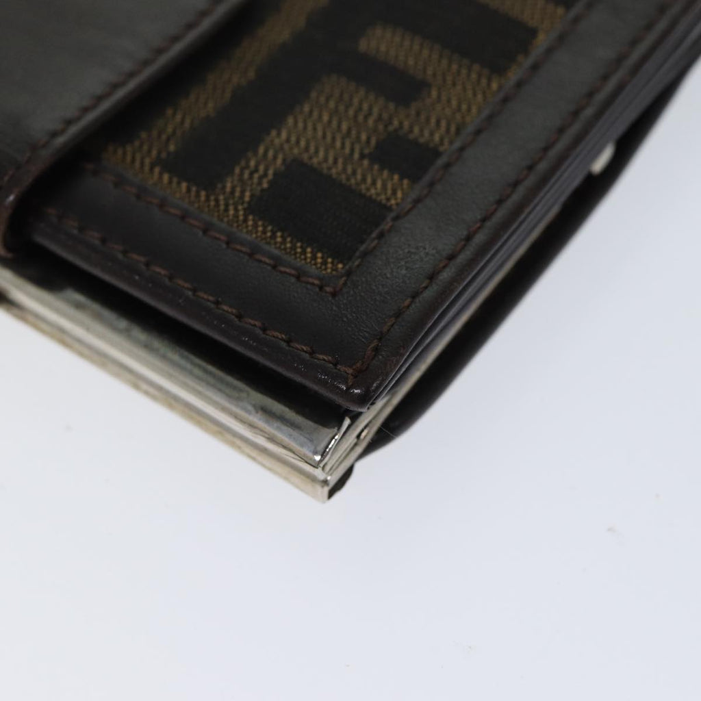 FENDI Zucca Canvas Wallet Black Brownyk11705