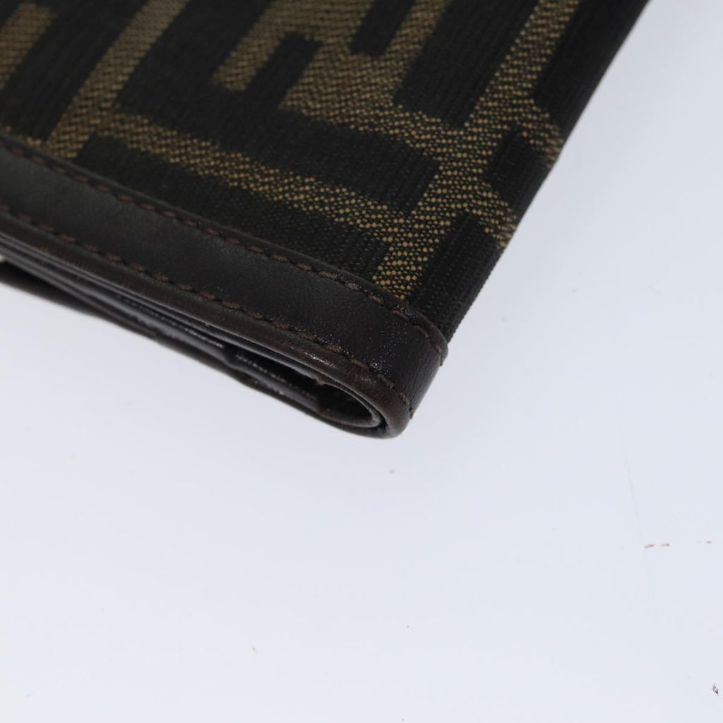 FENDI Zucca Canvas Wallet Black Brownyk11705