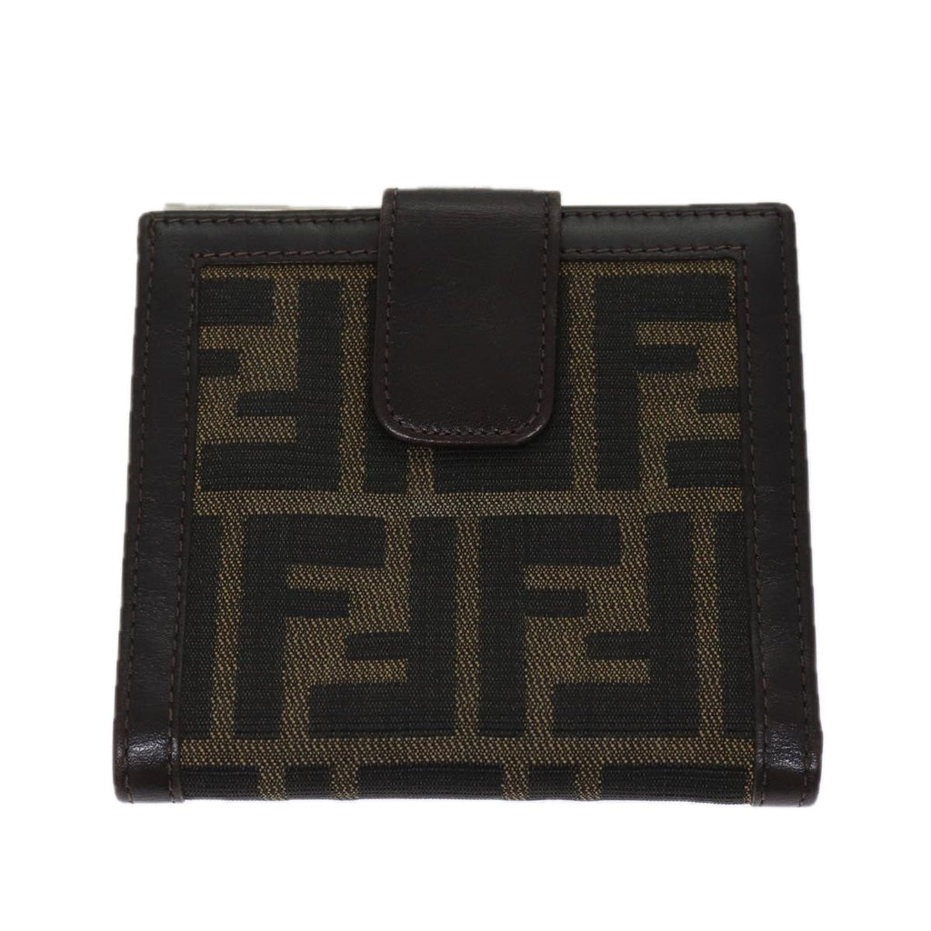 FENDI Zucca Canvas Wallet Black Brownyk11705
