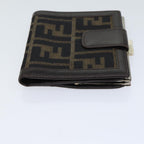 FENDI Zucca Canvas Wallet Black Brownyk11705
