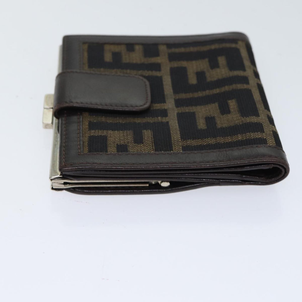 FENDI Zucca Canvas Wallet Black Brownyk11705