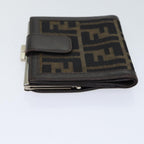 FENDI Zucca Canvas Wallet Black Brownyk11705