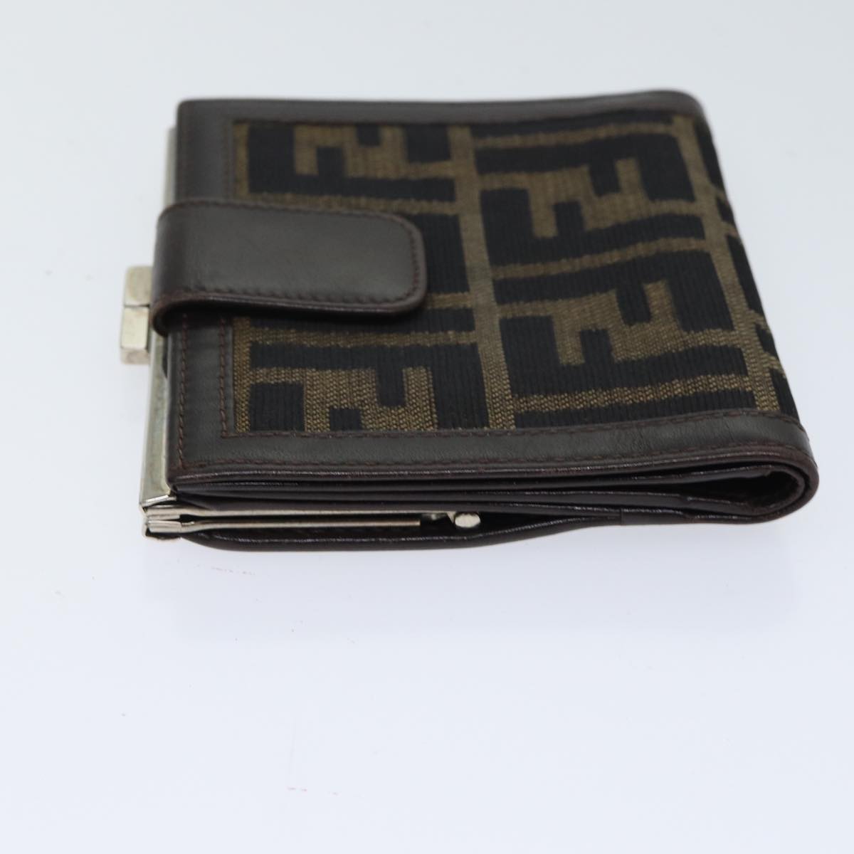 FENDI Zucca Canvas Wallet Black Brownyk11705