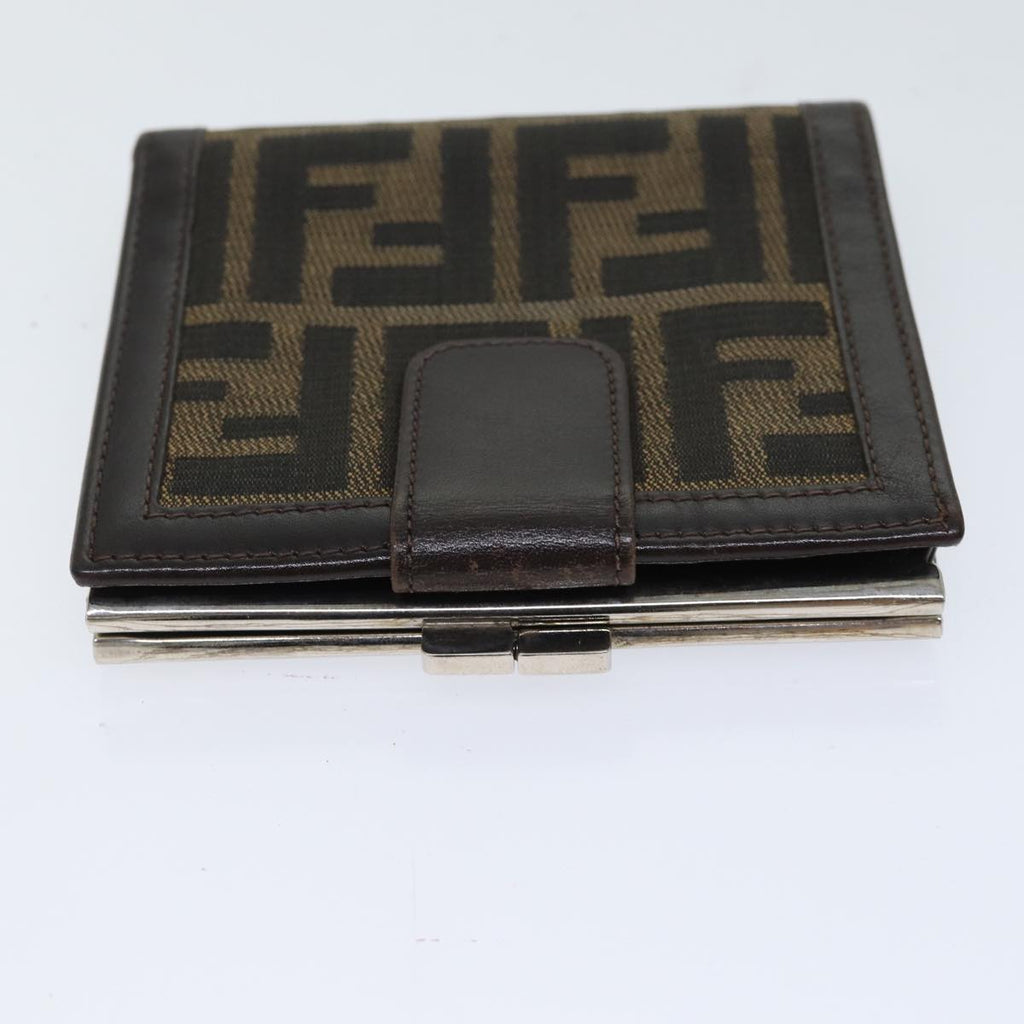 FENDI Zucca Canvas Wallet Black Brownyk11705