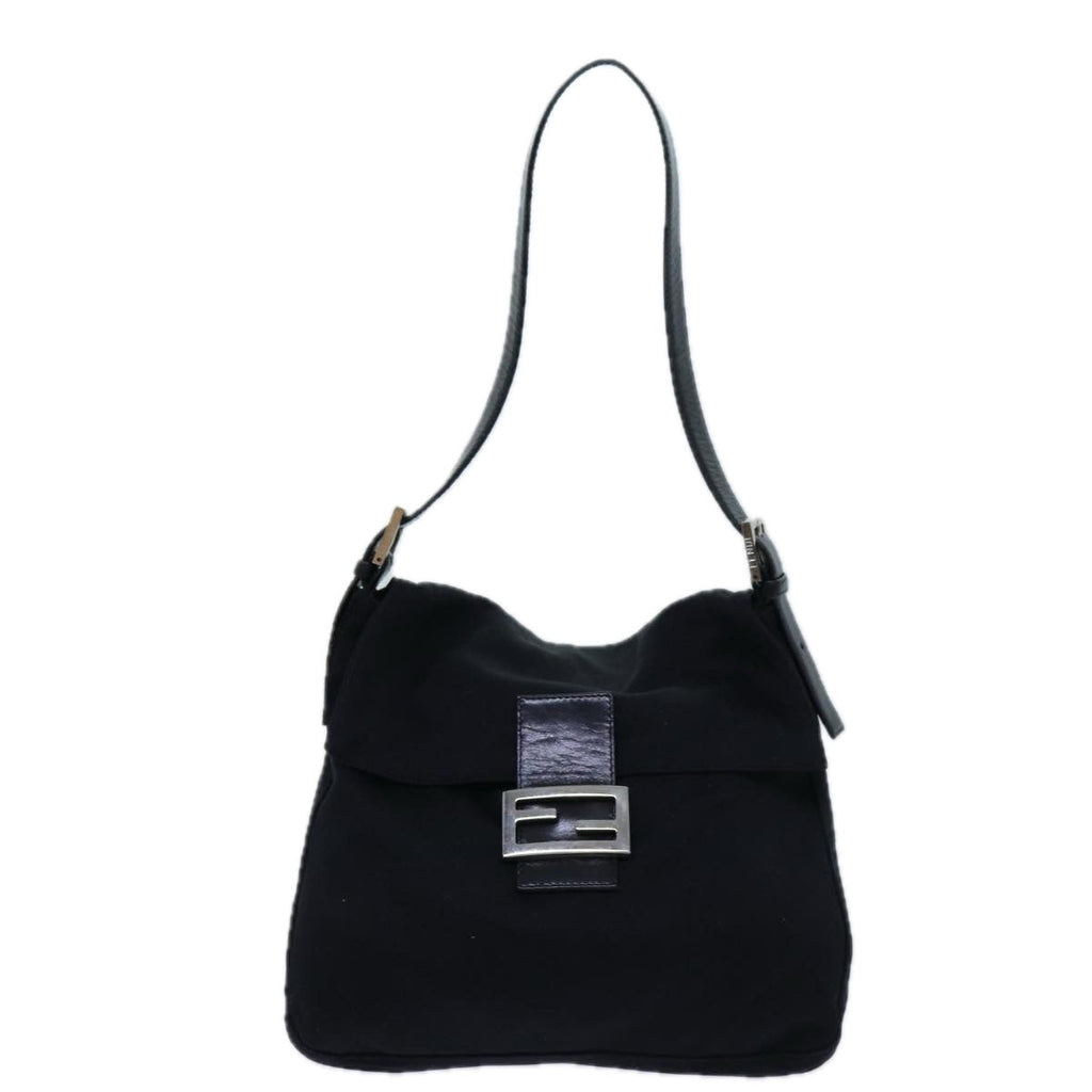 FENDI Mamma Baguette Shoulder Bag Nylon Blackyk11728