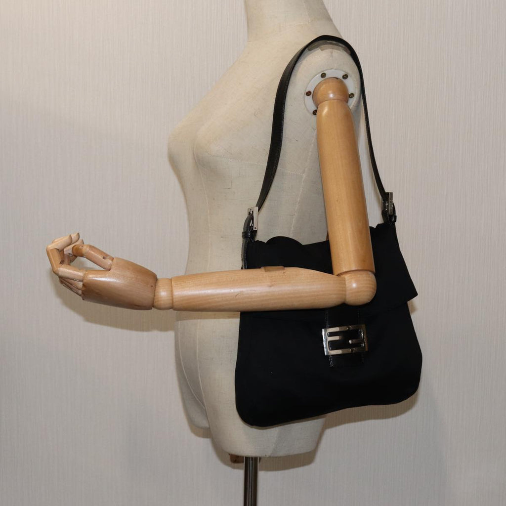 FENDI Mamma Baguette Shoulder Bag Nylon Blackyk11728