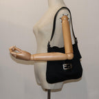 FENDI Mamma Baguette Shoulder Bag Nylon Blackyk11728